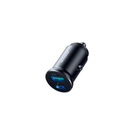 JOYROOM Fast Car Charger Mini Metal Dual Port Type C  USB A 30W Black JR CCN05